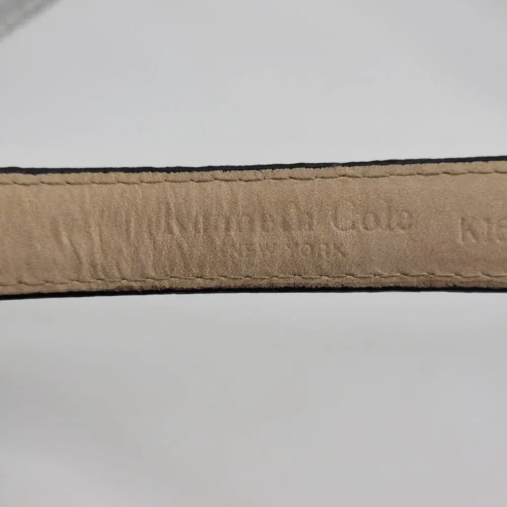 Kenneth Cole Belt Medium Black Leather Croc Embossed Brass Buckle Classic‎ 90s